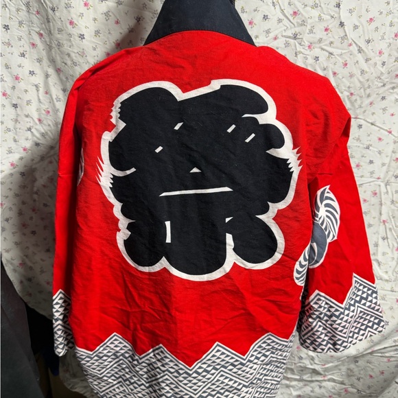 Red and Black Kimono with White Patterns - Picture 4 of 5